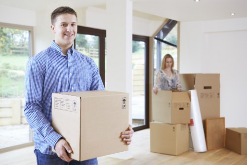 Packed furniture and boxes ready for removals in Barkingside