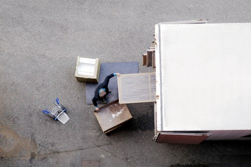Careful unloading of boxes and furniture at a new home