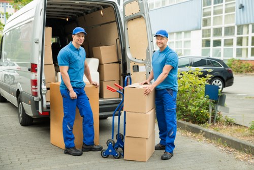 Preparing boxes and furniture for a Barkingside moving truck