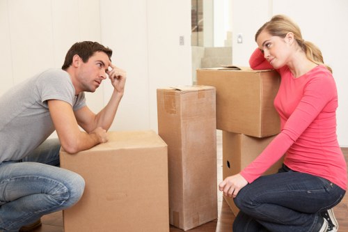 Packed moving boxes and furniture for local removals